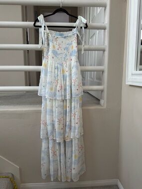 Hill House The Nap Dress in Light Blue and White